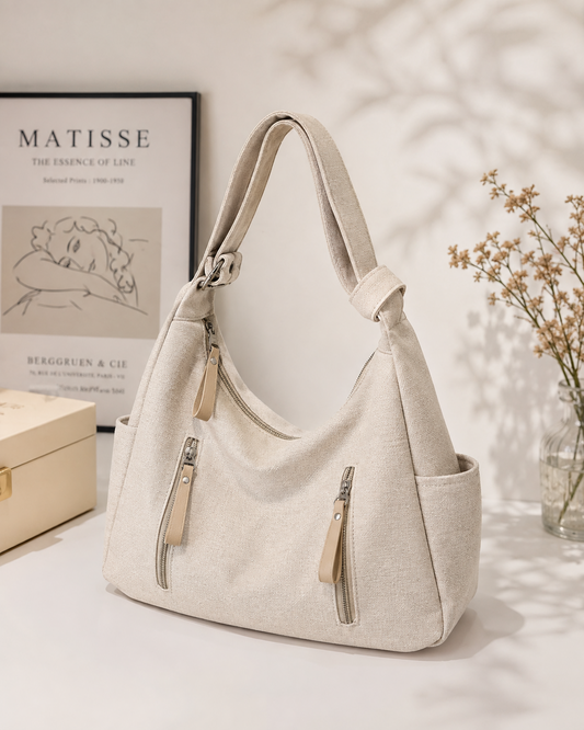 Elegant Everyday Beige Hobo Bag