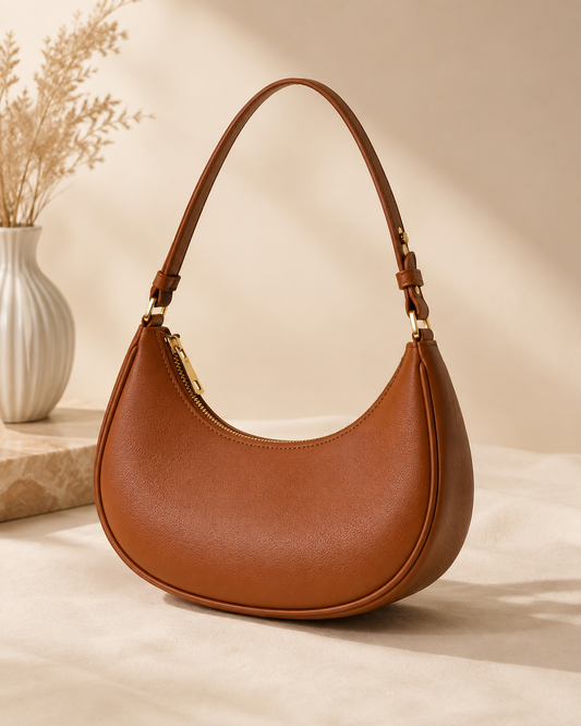 Chic Brown Crescent Shoulder Bag