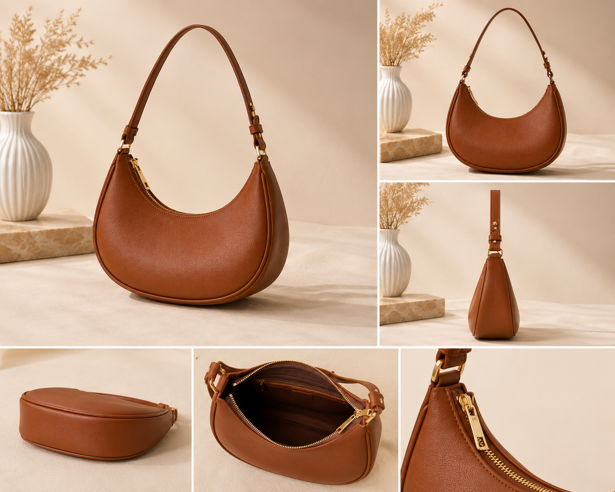 Chic Brown Crescent Shoulder Bag